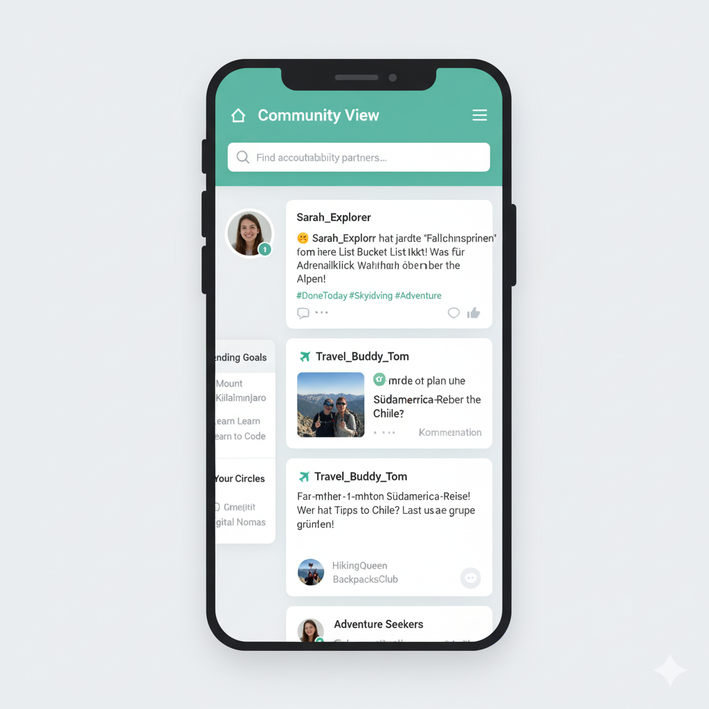 Screenshot of the Bucketlist.cloud community view